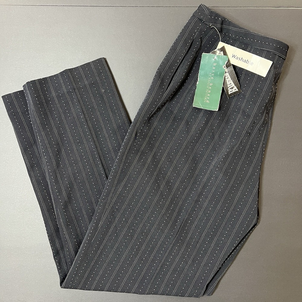 Harve Bernard Stretch Straight Leg Work Pants‎ Women's Size 10 Striped NWT VTG